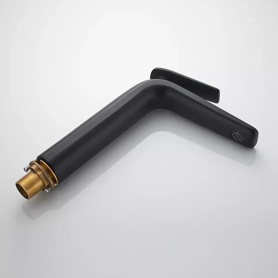 Robinet de Lavabo Line – Noir Mat Design Moderne, Bec Haut, Corps en Laiton