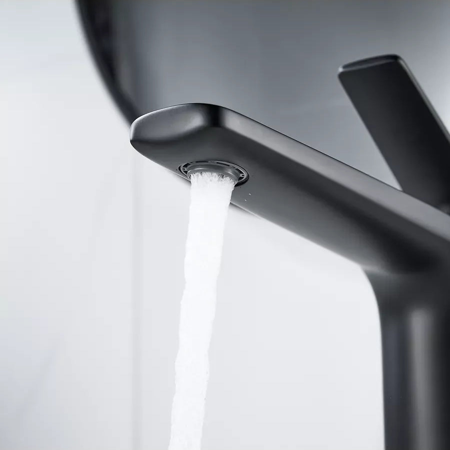 Robinet de Lavabo Line – Noir Mat Design Moderne, Bec Haut, Corps en Laiton